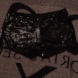 Black sequin shorts